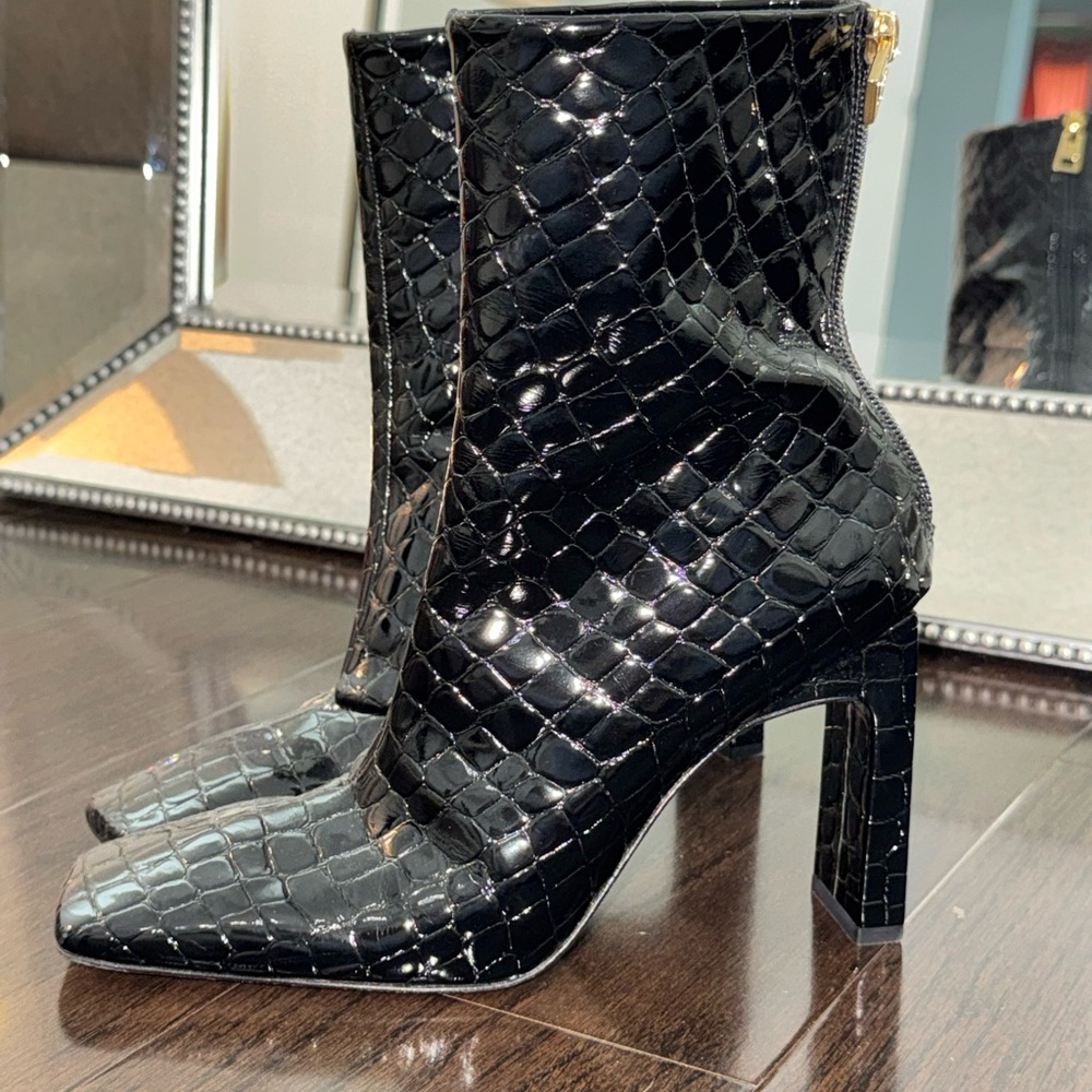 Black Crocodile Ankle Boots